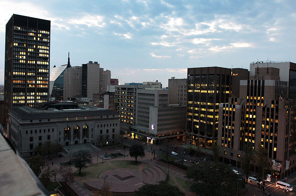 City library at nightfall