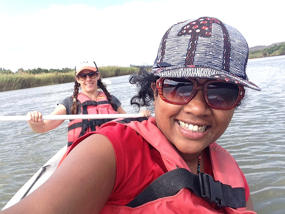 Heather and Meruschka rafting
