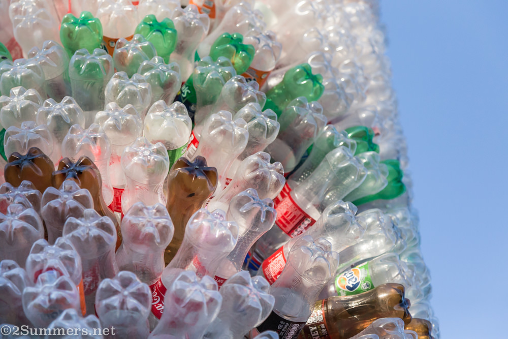 Plastic bottles in the iThemba Tower