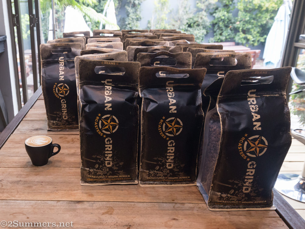 Urban Grind cappuccino and beans