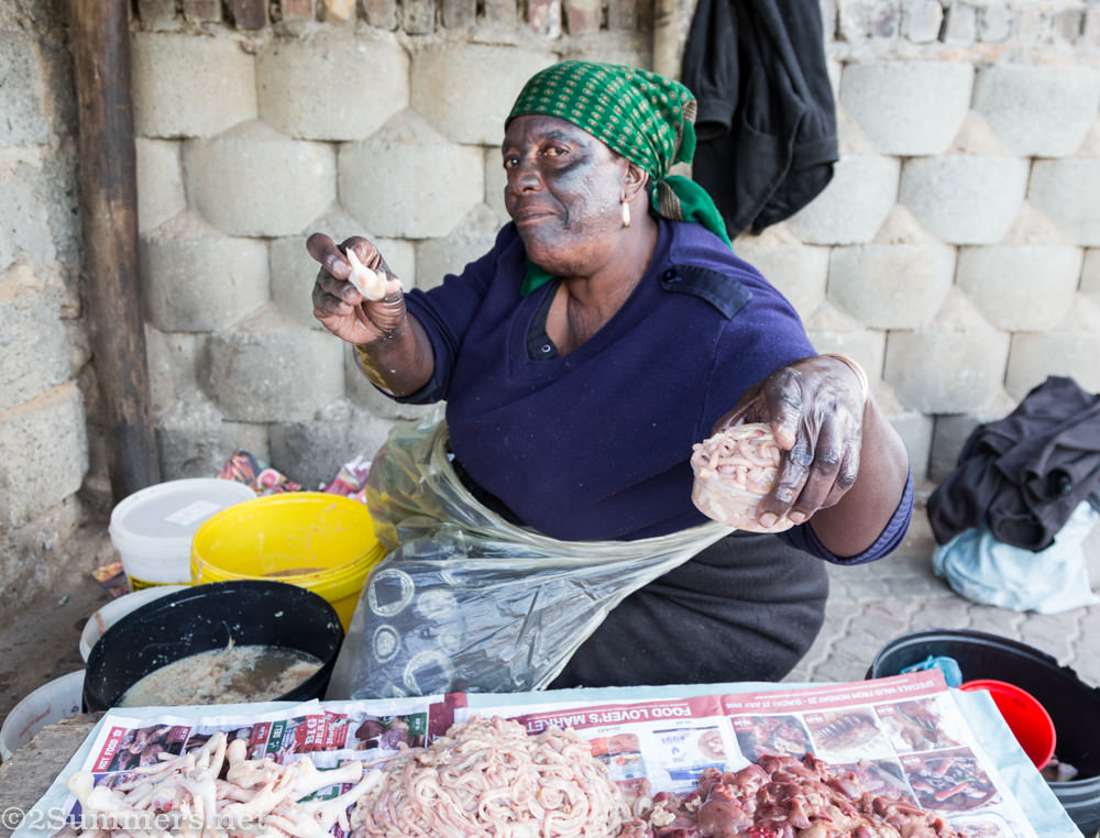 Lady selling offal in Alexandra