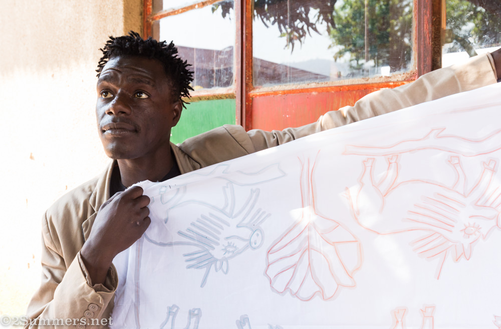 Gift showing cloth painted with wax