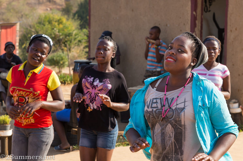 Girls dancing at Lucky Ntimani’s school