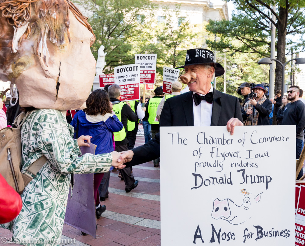Paper mache Trump and pig snout