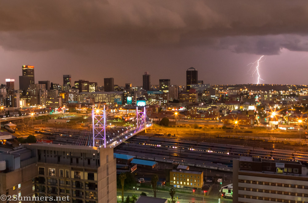 Lightning strike over Joburg, seen from Randlords