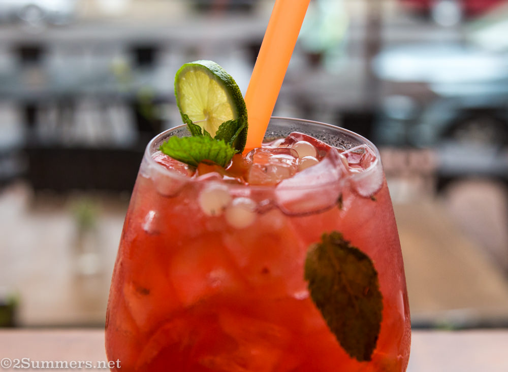 Strawberry bubble tea drink