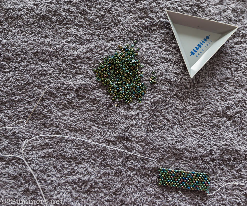 Beads on a towel at the beading class