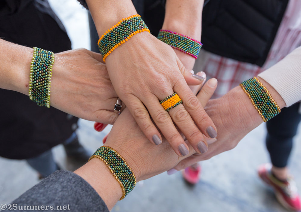 Finished products at beading class