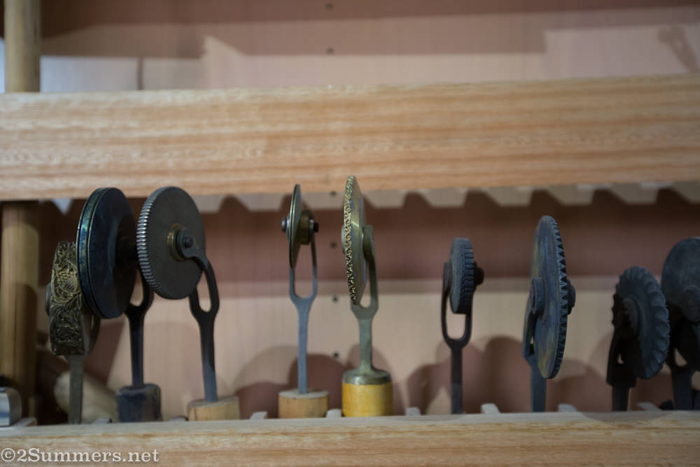 Bookbinding tools at impressed
