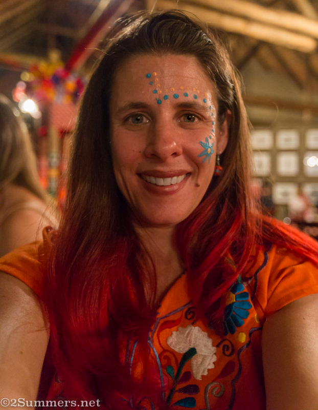 Heather with face painted at Chief’s Boma restaurant