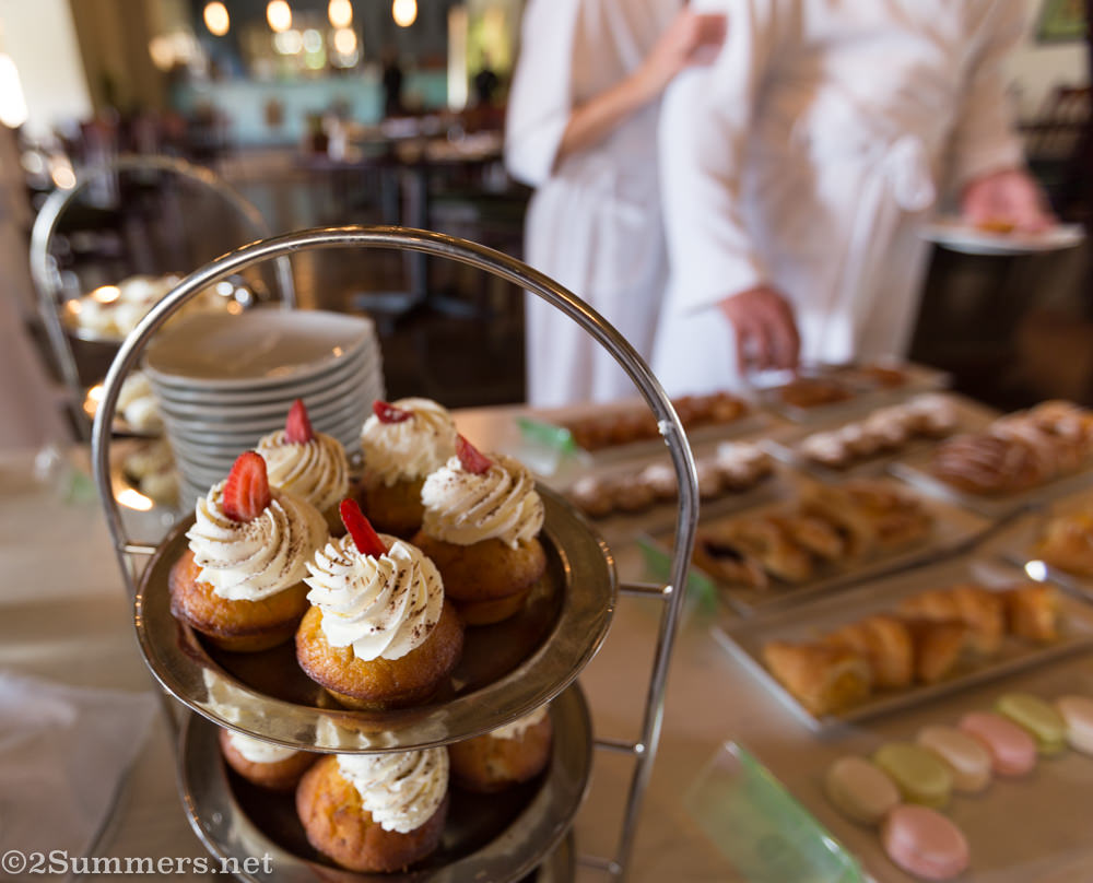 Tea and cake in robes at Mowana Spa