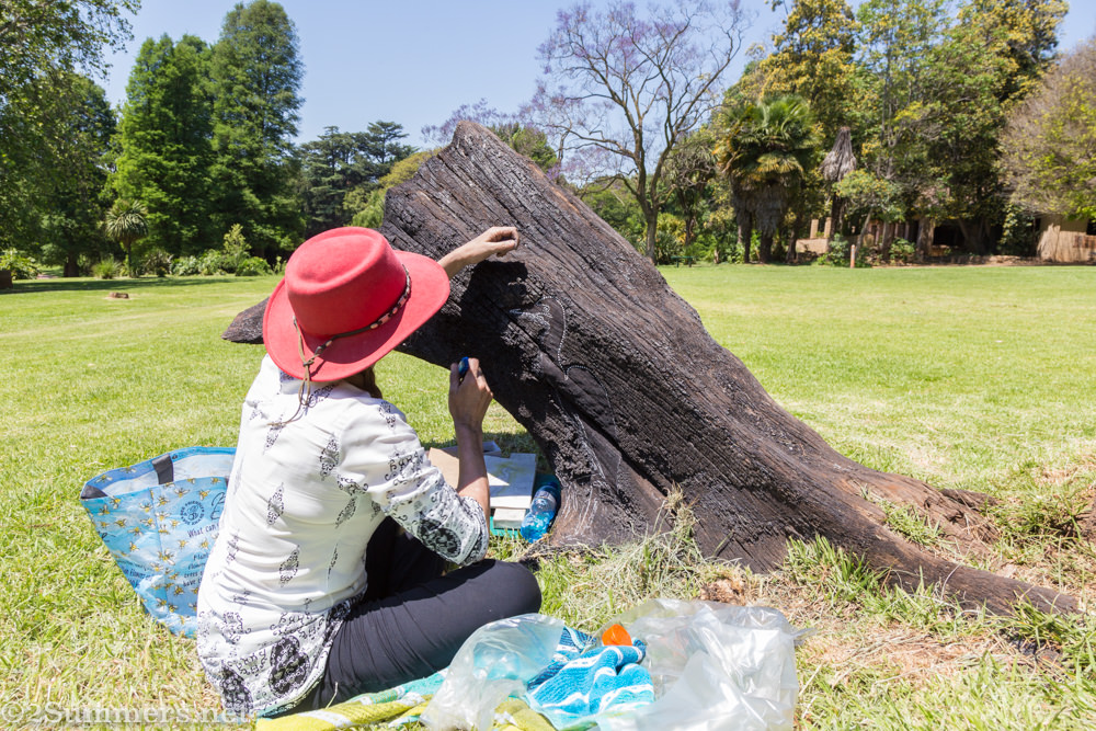 Anni Snyman making land art