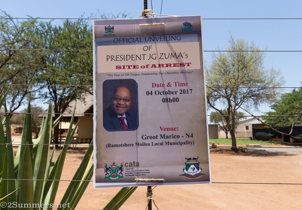 Zuma site of arrest unveiling announcement