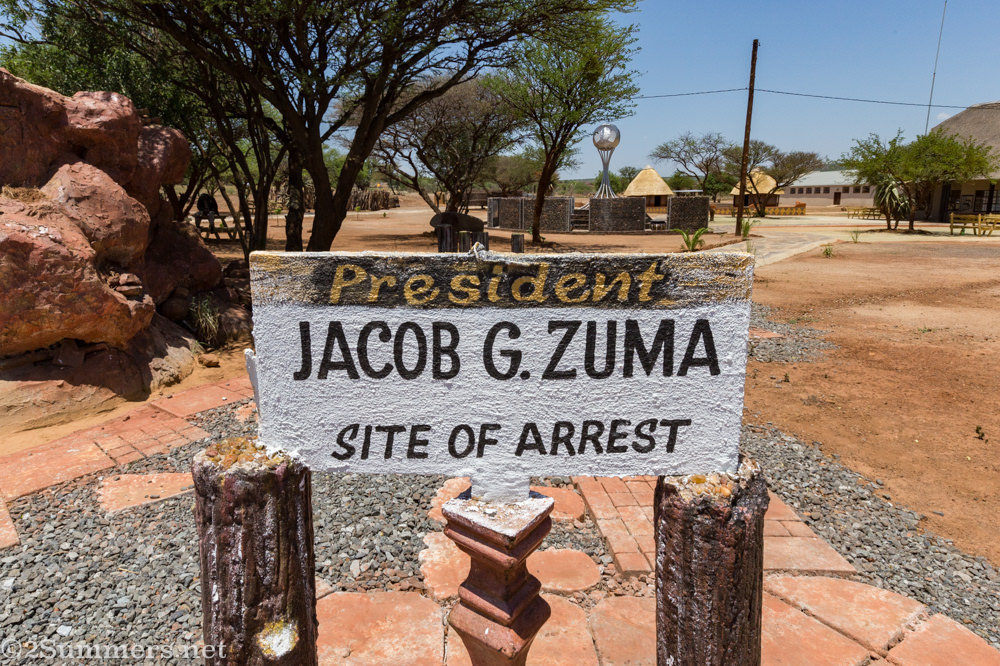 Jacob Zuma site of arrest sign