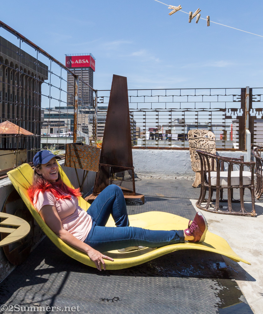 Heather on the roof of Urban Backpackers