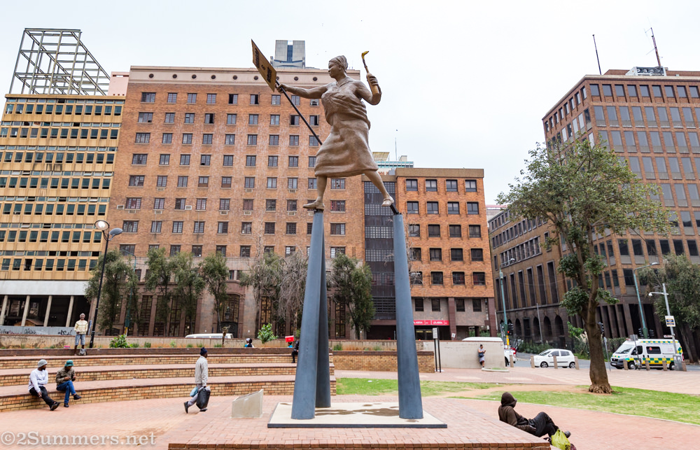 “Democracy is Dialogue” statue in Beyers Naude Square