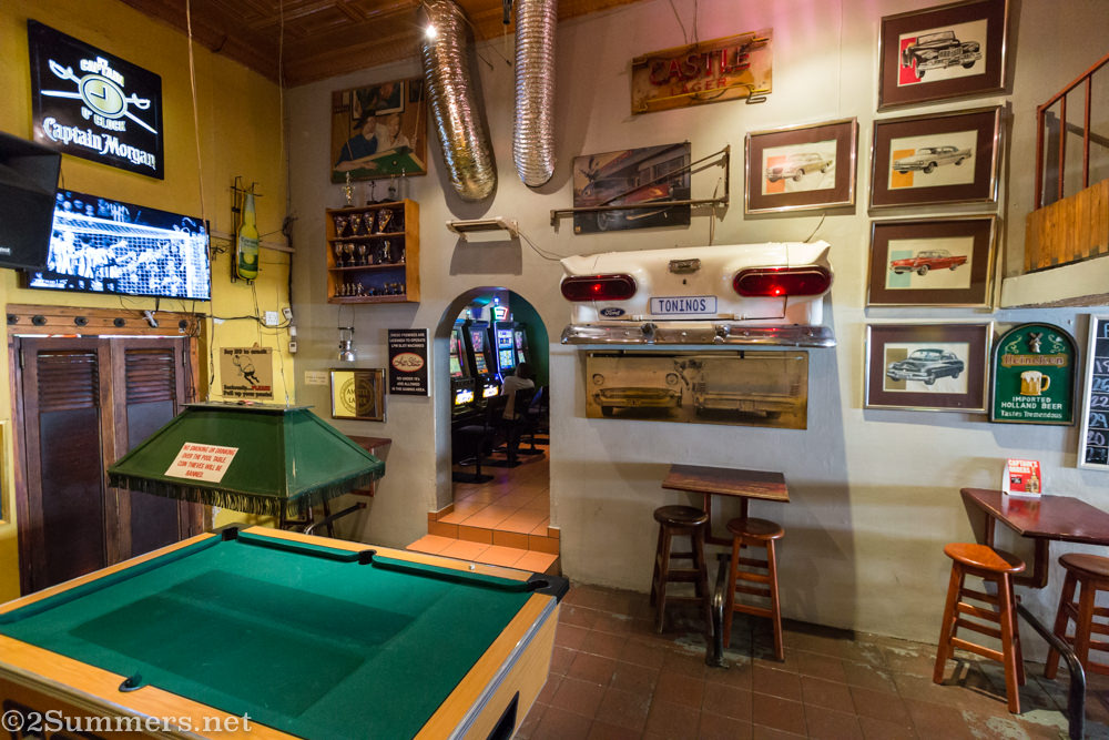 Back bar area and pool table at Tonino’s