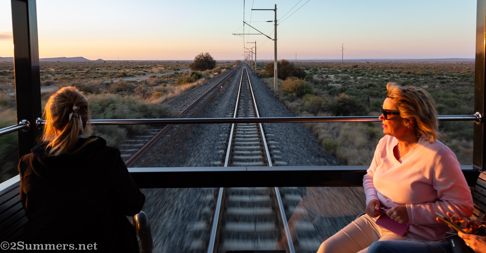 Sunset on the Rovos observation deck