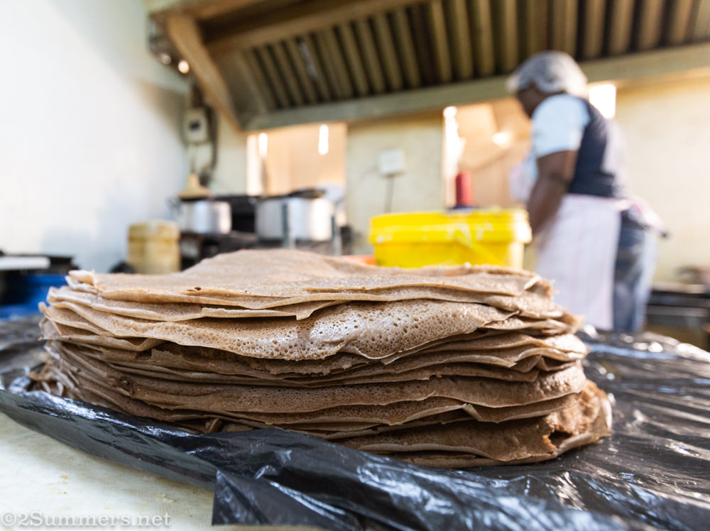 Injera at bakery in Majesty building