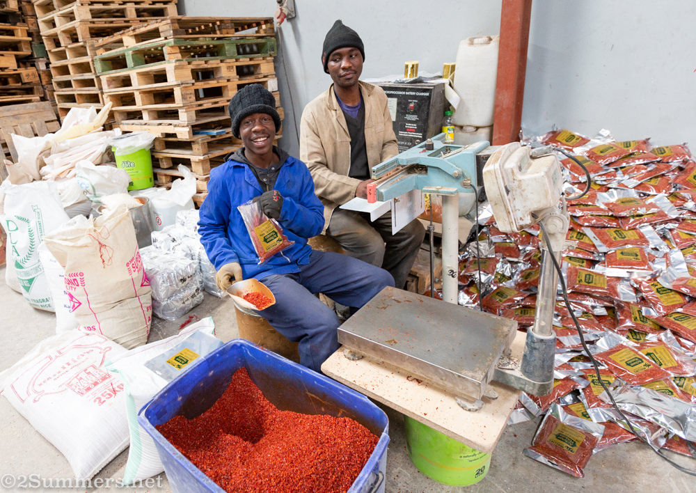 Employees packing atchar spice