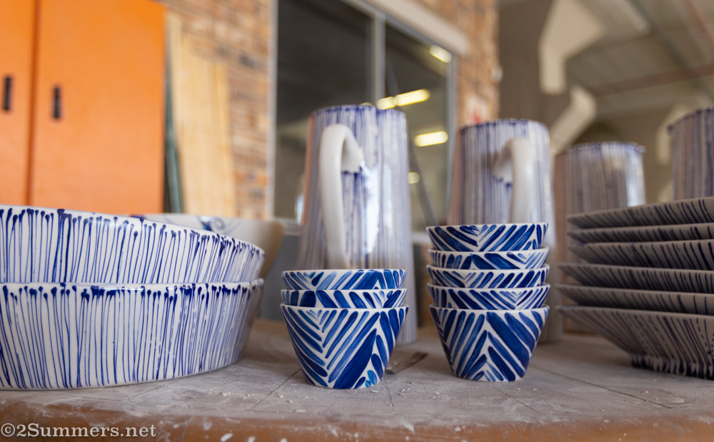 Blue and white dishes from Julia K Ceramics