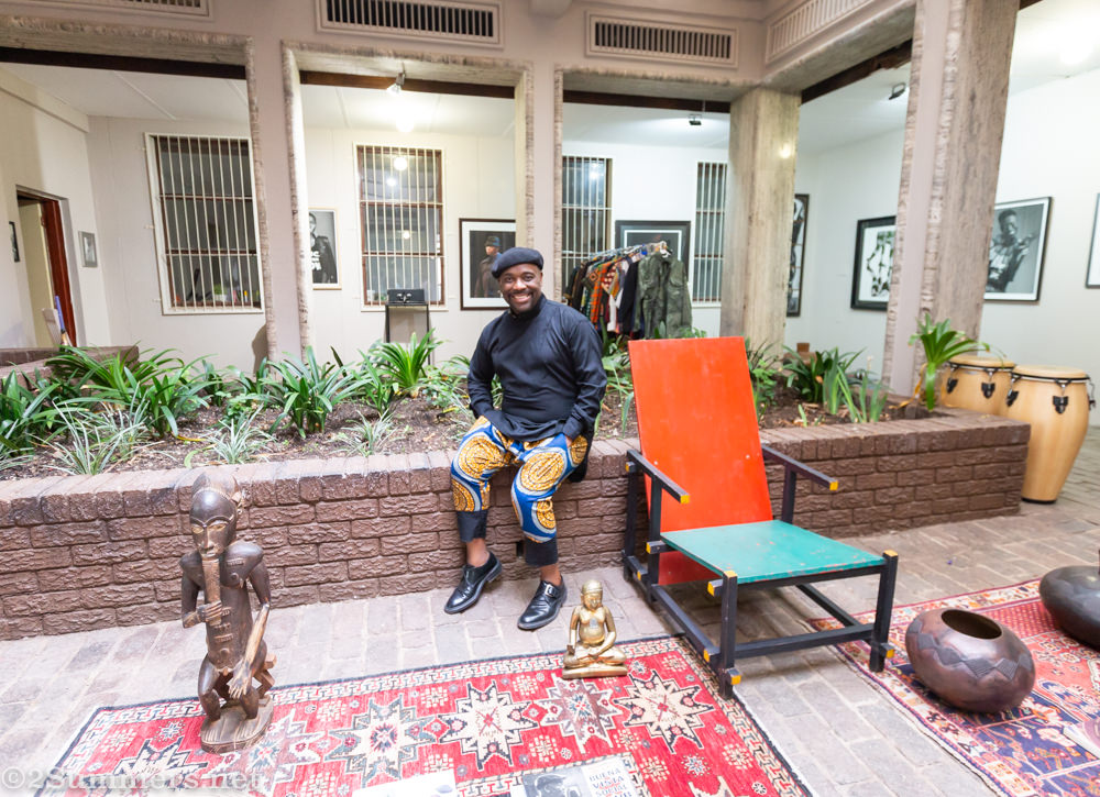 Victor Dlamini at his studio in Transwerke