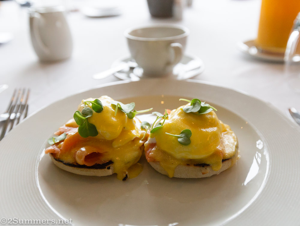 Breakfast at Brahman Hills - eggs benedict with salmon