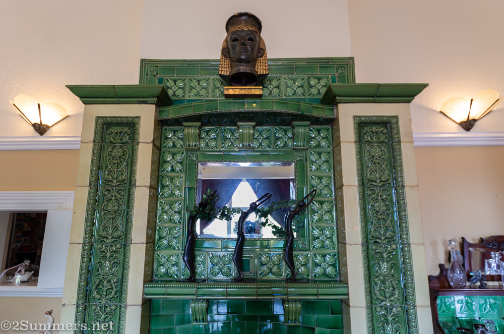 Fireplace in the dining room at Yukon House