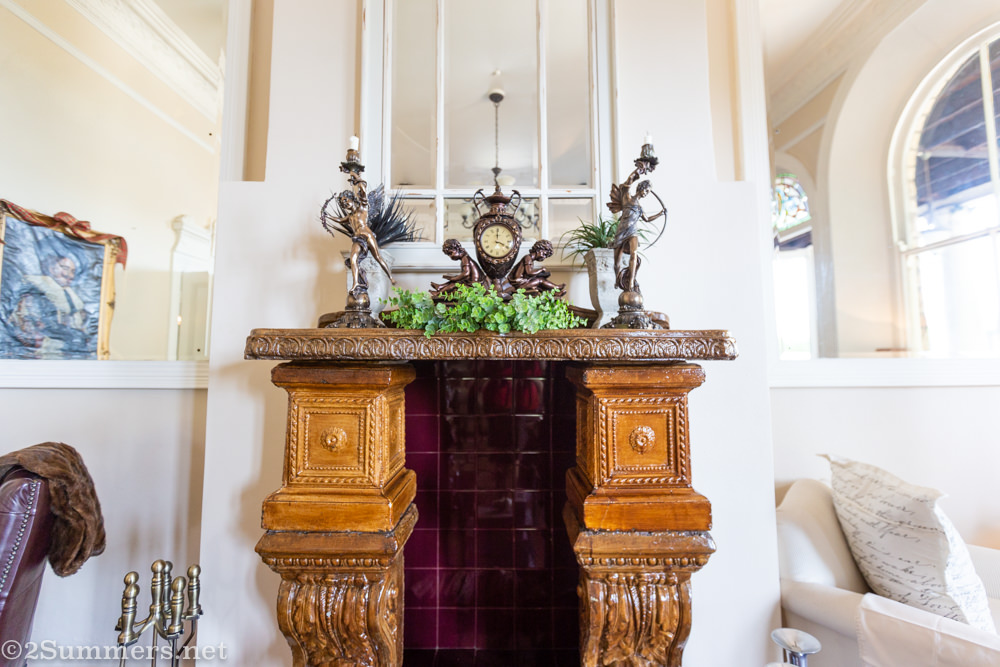 Fireplace in the drawing room at Yukon House.