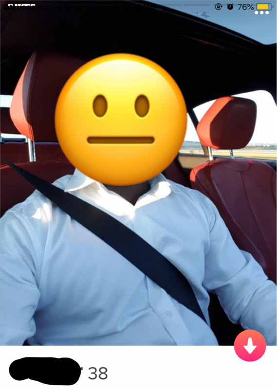 Tinder profile man in car