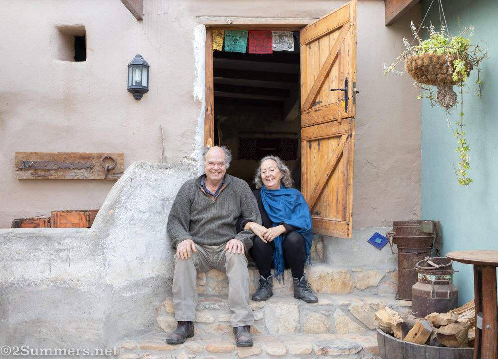 Johan and Diana outside their dining room at Fynbos Estate.