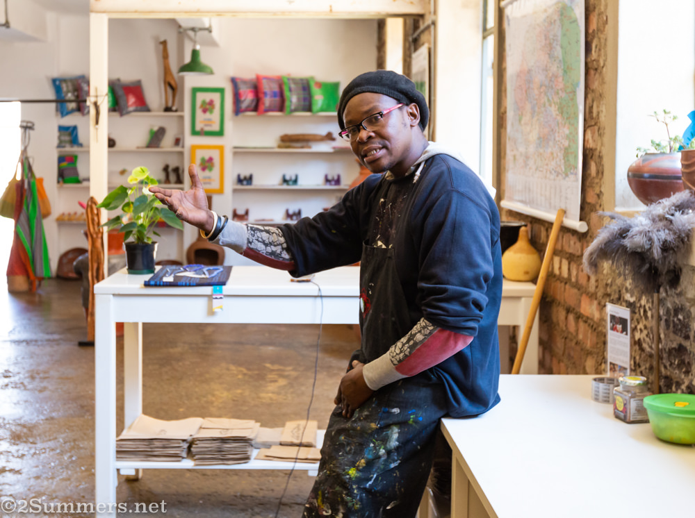 Percy Mamba, artist and shop assistant at Madi a Thavha