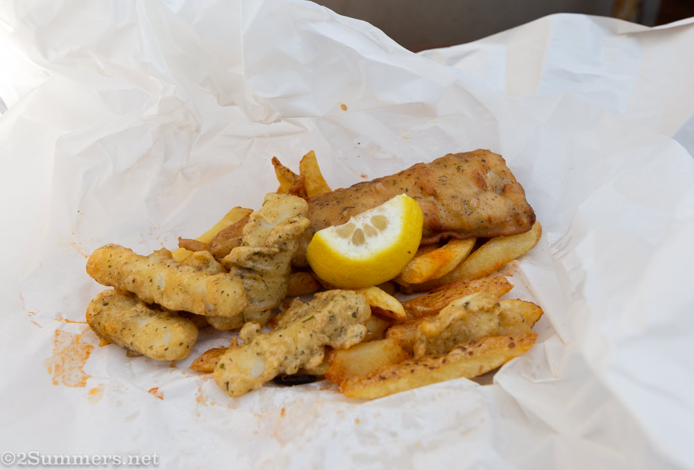 Hake and calamari combo