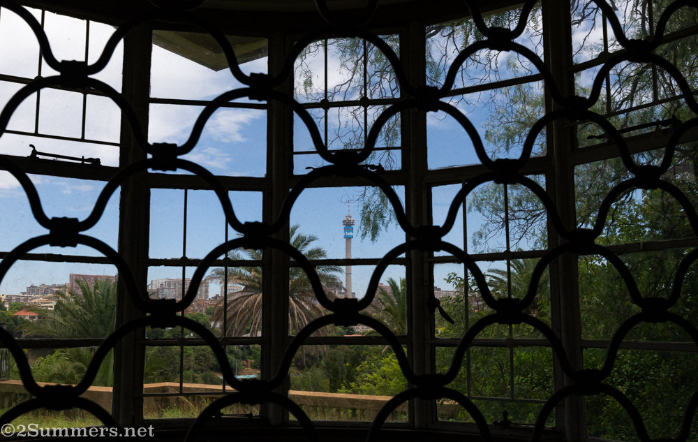 View through the window and security gate at Quisisana