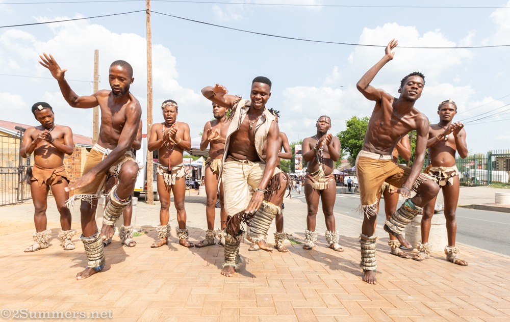 Tswana dancers on Vilakazi Street in Soweto