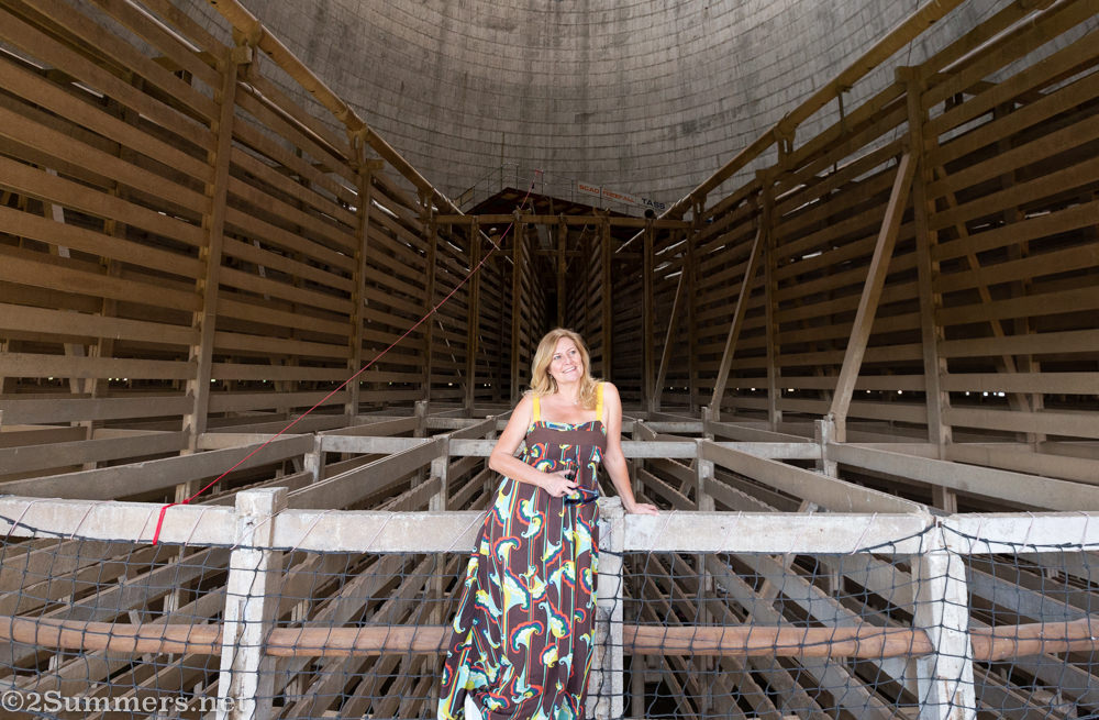 Gilda Swanepoel inside one of the Soweto cooling towers.