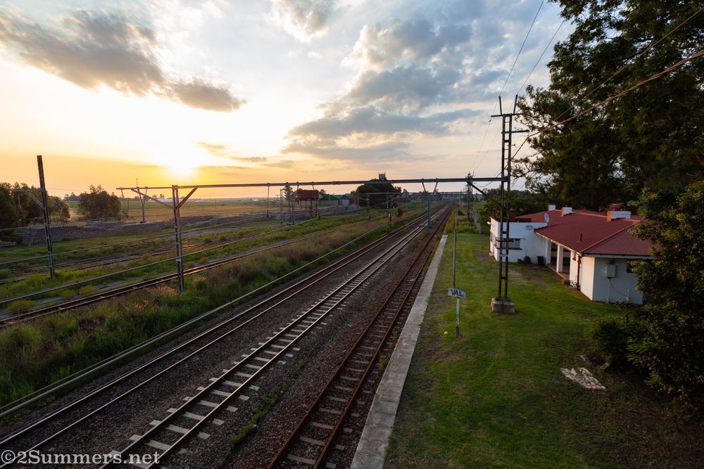 Val train tracks at sunset