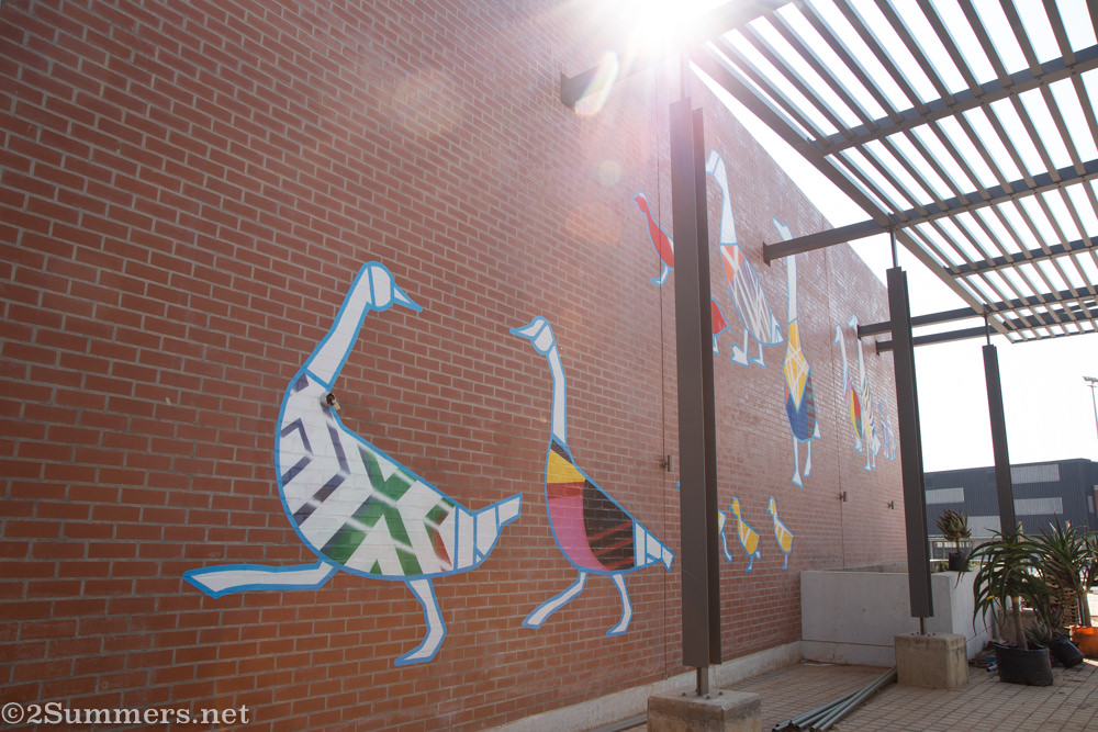 Geese on the side of the Paterson Park community center.