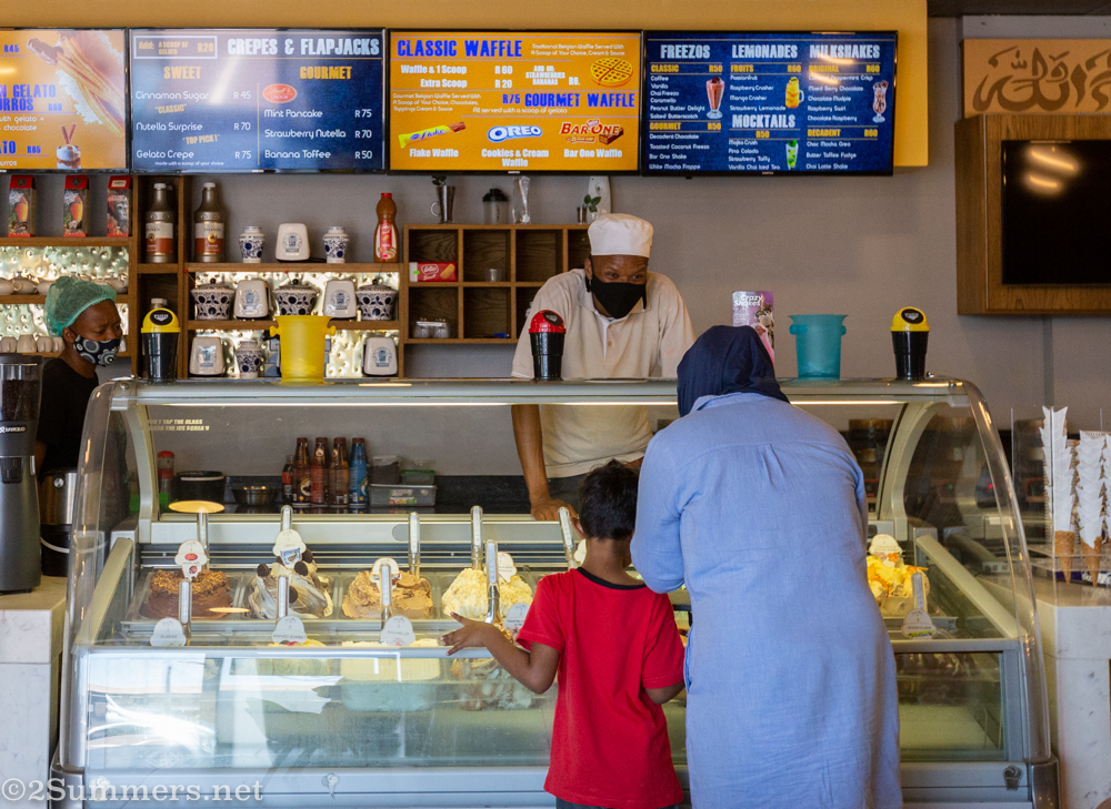 Gelato selection at Creme Cafe
