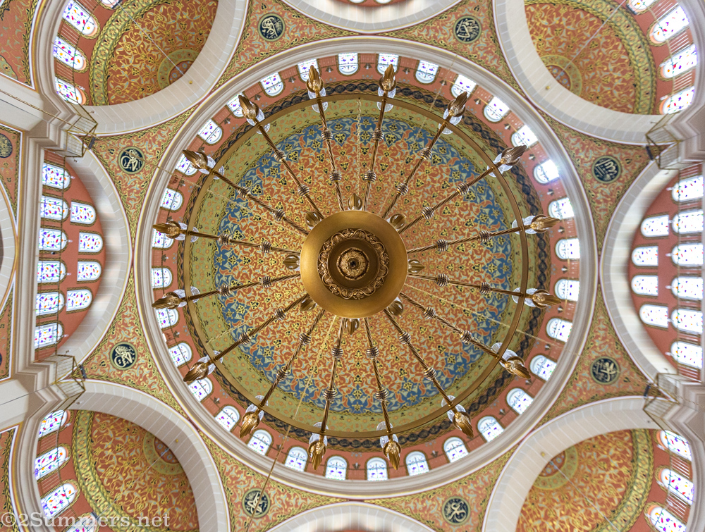 Looking up at the mosque ceiling