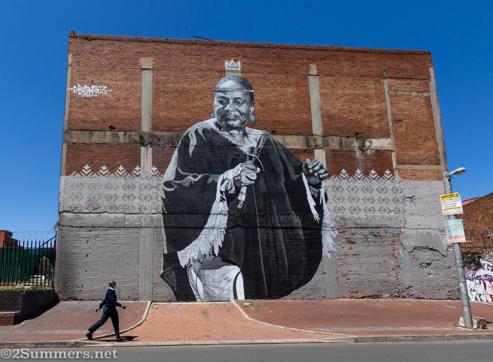 Miriam Makeba mural in Newtown, by Dbongz.