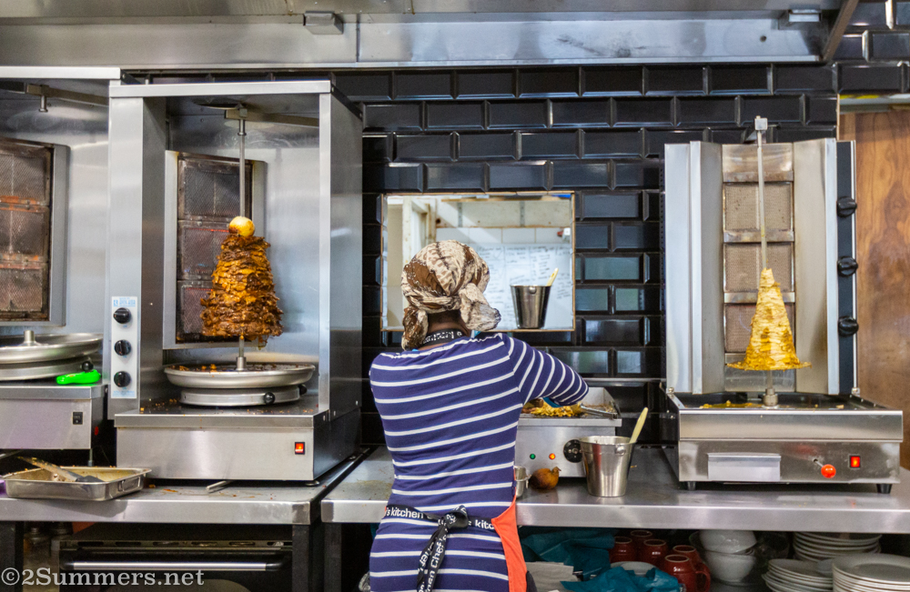 Chanah making shawarmas at her restaurant in Fairmount