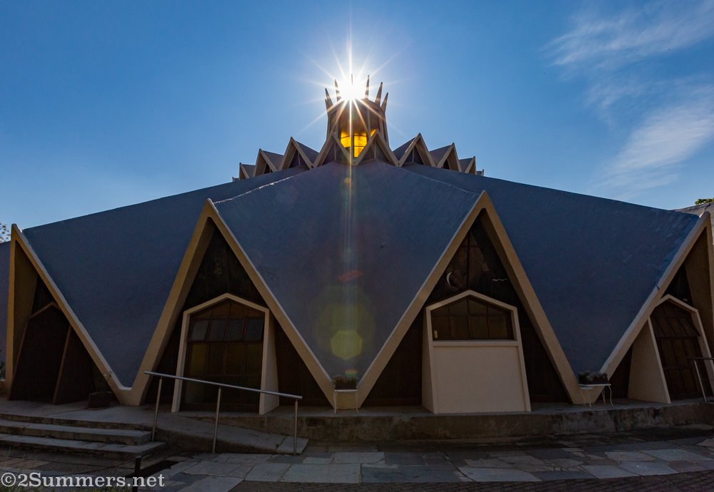 Sun shining at the top of St. Charles Boromeo