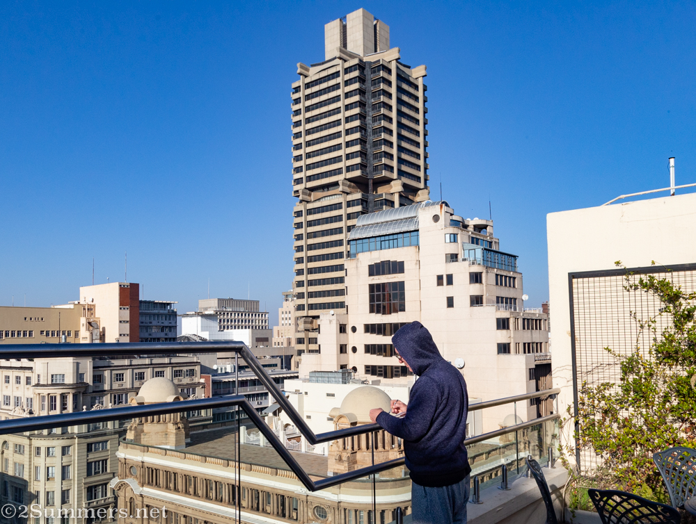Thorsten sketching on the rooftop