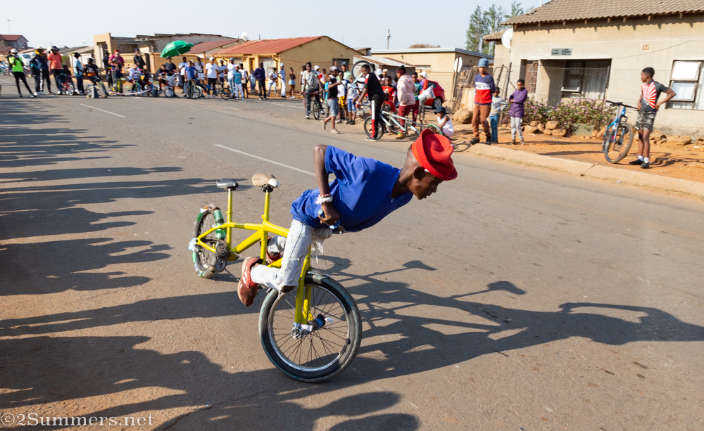 Spinning on a yellow bike