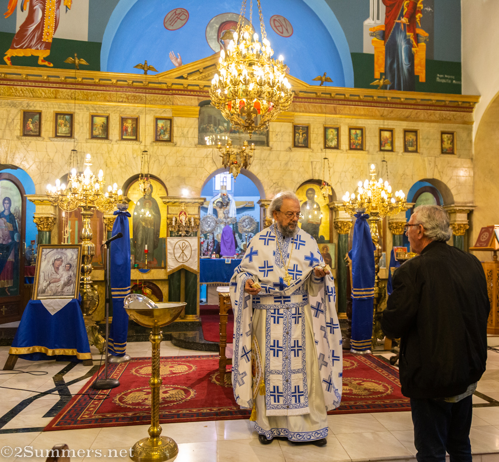 Father George and parishoner