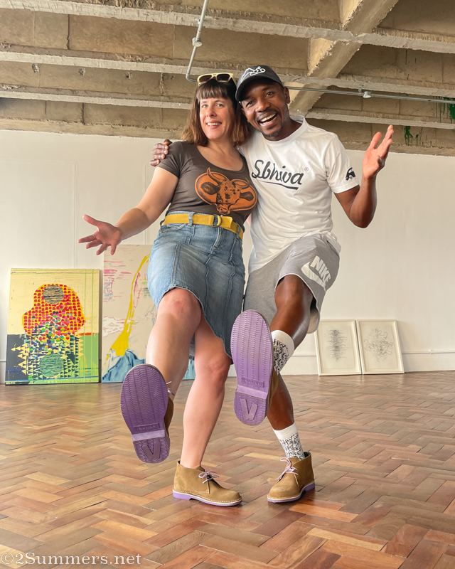 Heather and Kennedy wearing veldskoens