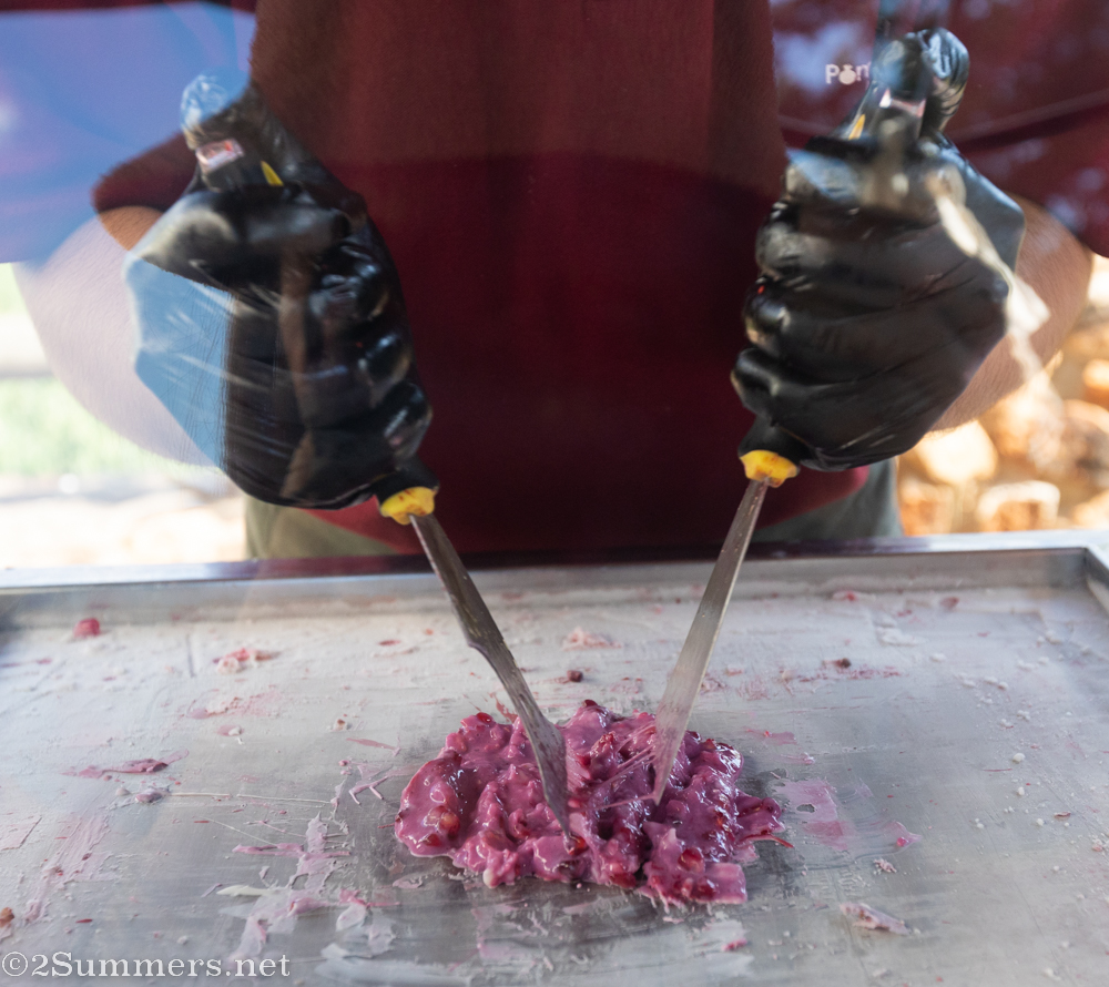 Making pomegranate ice cream