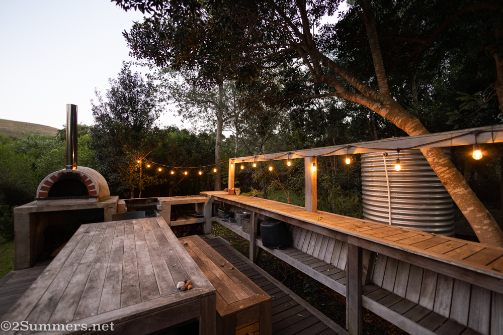 The back deck and pizza oven