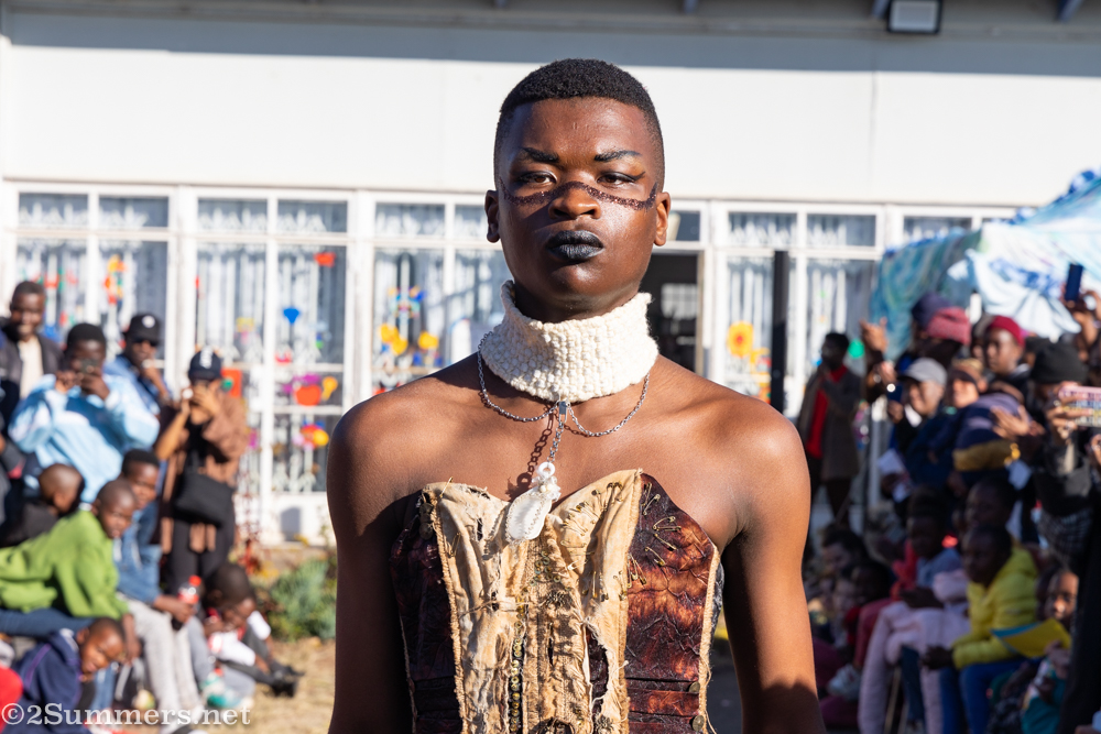 Wandile at the Youth Day Fashion Show, a warmup to the Brixton Light Festival